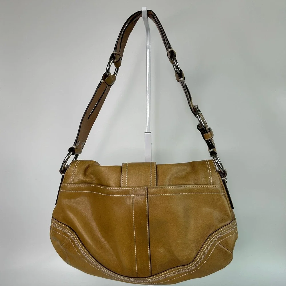Coach Soho 10578 British Tan Leather Flap Shoulder Bag Good